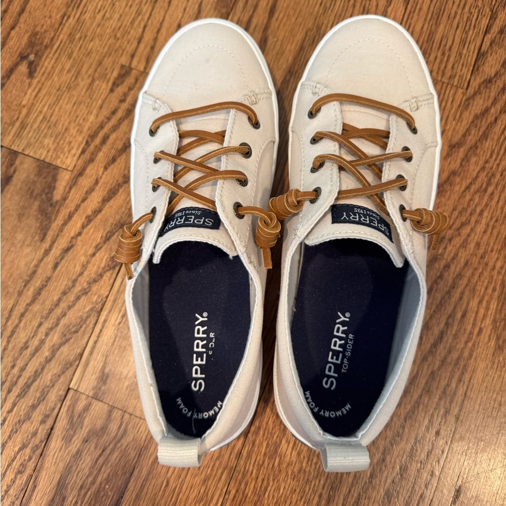 Sperry Beige Sneakers with Tan Laces